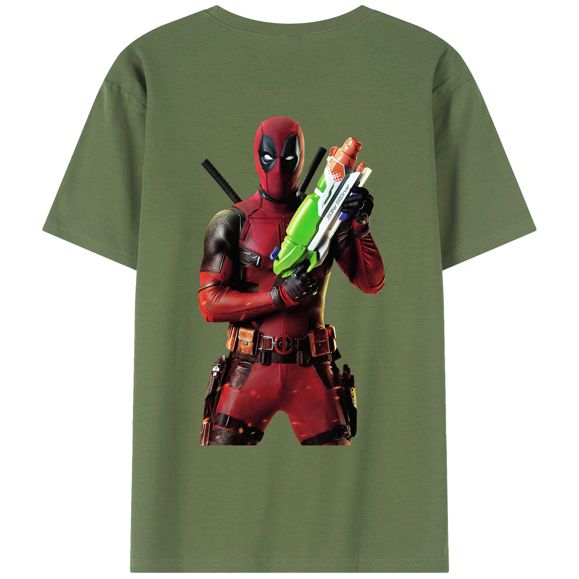 （画像用） Deadpool デッドプール 綿100％ メンズ半袖Tシャツ（バックプリント） 通気性